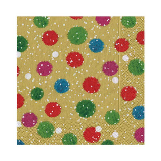 Caspari Snowy Pom Poms Paper Luncheon Napkins in Gold - 20 Per Package 13331L