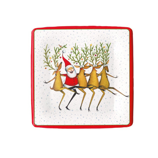 Santa's Kickettes Square Paper Salad & Dessert Plates - 8 Per Package 13380SP