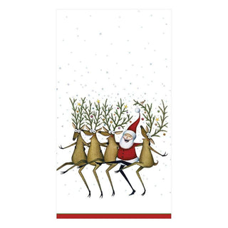 Caspari Santa's Kickettes Paper Guest Towel Napkins in White - 15 Per Package 13380G