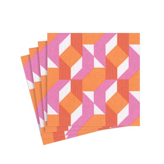 Caspari Color Theory Paper Cocktail Napkins in Fuchsia - 20 Per Package 13880C