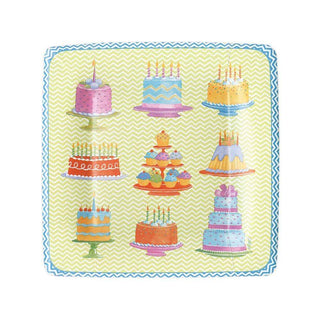 Caspari Sweet Temptations Square Paper Salad & Dessert Plates - 8 Per Package 13890SP