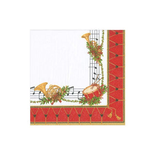 Caspari Christmas Concert Paper Cocktail Napkins - 20 Per Package 14070C