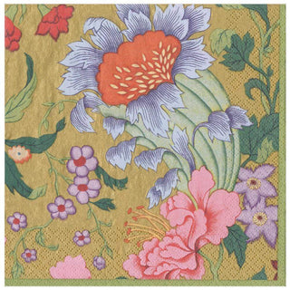 Caspari Chinese Silk Paper Dinner Napkins in Gold - 20 Per Package 14241D