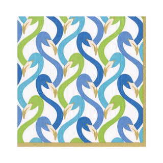 Caspari Flamingo Flock Paper Luncheon Napkins in Blue - 20 Per Package 14541L