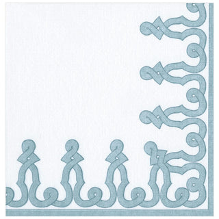 Caspari Dessin Passementerie Paper Linen Dinner Napkins in Stone Blue - 12 Per Package 15643DG