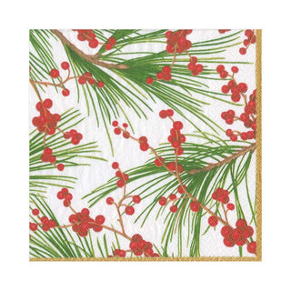 Caspari Berries and Pine Paper Luncheon Napkins - 20 Per Package 15990L