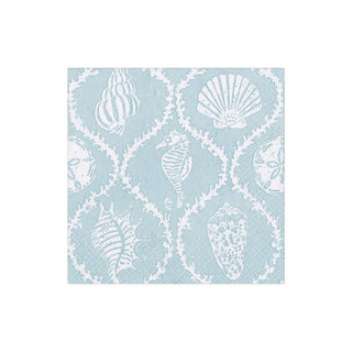 Caspari Seychelles Paper Cocktail Napkins in Aqua - 20 Per Package 16431C