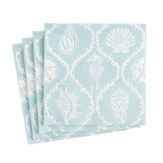 Caspari Seychelles Paper Cocktail Napkins in Aqua - 20 Per Package 16431C