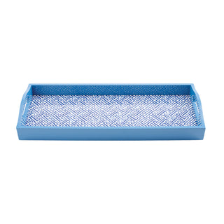 Fretwork Lacquer Bar Tray in Blue - 1 Each