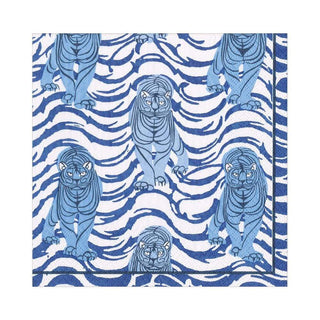 Caspari Tiger Stripe Paper Luncheon Napkins in Blue - 20 Per Package 16471L