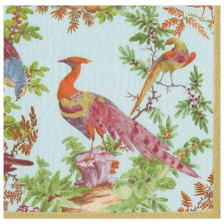 Caspari Chelsea Birds Paper Dinner Napkins in Celadon - 20 Per Package 16581D
