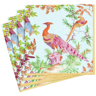 Caspari Chelsea Birds Paper Dinner Napkins in Celadon - 20 Per Package 16581D