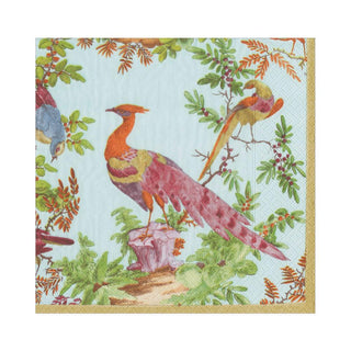 Caspari Chelsea Birds Paper Luncheon Napkins in Celadon - 20 Per Package 16581L