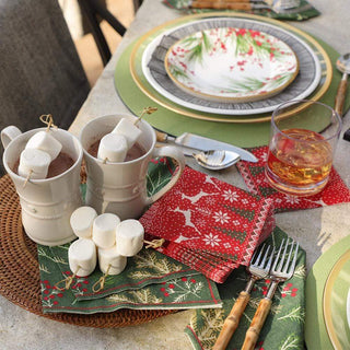 Caspari Sprigs and Berries Paper Luncheon Napkins in Evergreen - 20 Per Package 16691L