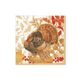 Woodland Turkey Paper Cocktail Napkins - 20 Per Package 17110C