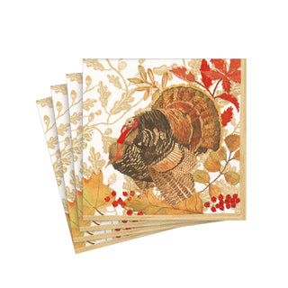 Woodland Turkey Paper Cocktail Napkins - 20 Per Package 17110C