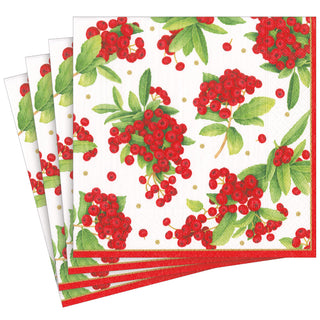 Christmas Berry Paper Dinner Napkins in Red - 20 Per Package 17230D
