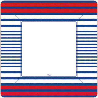 Breton Stripe Square Dinner Plates in Blue - 8 Per Package