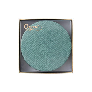 Caspari Round Snakeskin Felt-Backed Coasters in Mist - 8 Per Box 4005CR