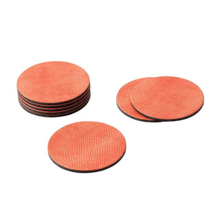 Caspari Round Snakeskin Felt-Backed Coasters in Coral - 8 Per Box 4006CR