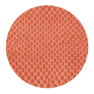 Caspari Round Snakeskin Felt-Backed Coasters in Coral - 8 Per Box 4006CR
