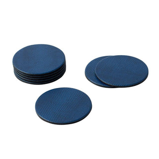 Caspari Round Snakeskin Felt-Backed Coasters in Navy Blue - 8 Per Box 4008CR