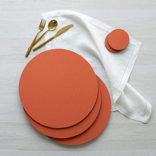 Caspari Classic Canvas Round Felt-Backed Placemat in Orange - 1 Each 4014PMR