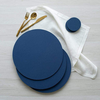 Caspari Classic Canvas Round Felt-Backed Placemat in Navy - 1 Each 4019PMR