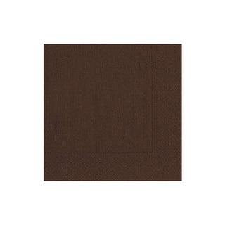 Caspari Grosgrain Paper Cocktail Napkins in Brown - 20 Per Package 5958C