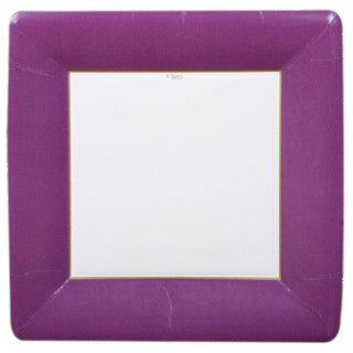 Caspari Grosgrain Square Paper Dinner Plates in Aubergine - 8 Per Package 5959DP