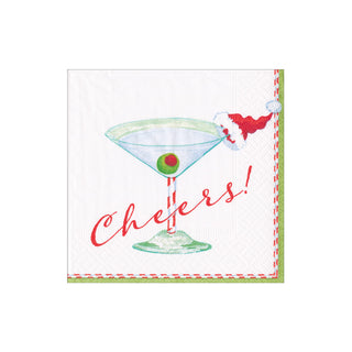 Christmas Cocktail Cheers! Paper Cocktail Napkins - 20 Per Package 6972C