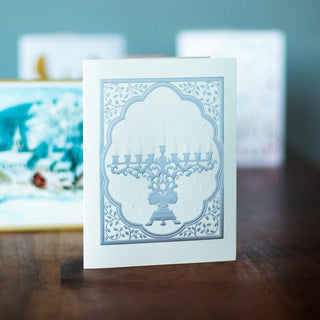 Caspari Menorah Embossed Boxed Hanukkah Cards - 10 Cards & 10 Envelopes 85236