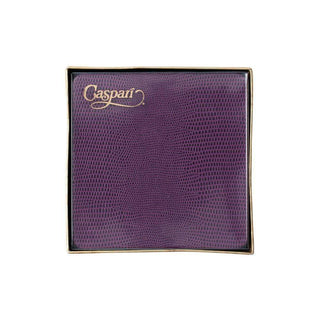 Caspari Square Lizard Coasters in Aubergine - 8 Per Box 880896CC