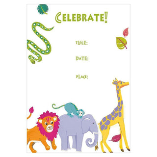 Caspari Madagascar Invitations - 8 Fill-In Invitations & 8 Envelopes 88910E40