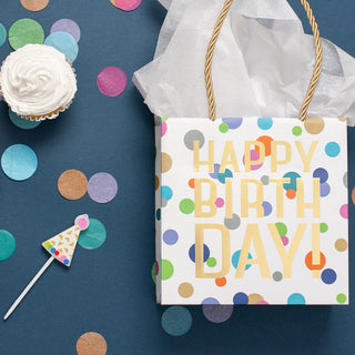 Caspari Happy Birthday Confetti Small Square Gift Bag - 1 Each 9029B1.5