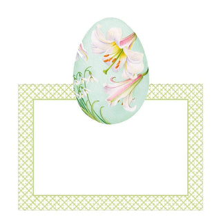Caspari Floral Decorated Eggs Die-Cut Place Cards - 8 Per Package 90900P