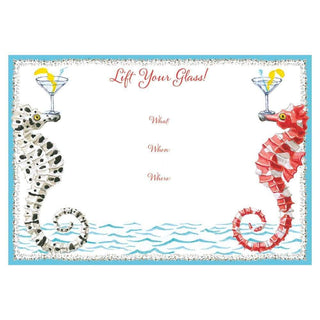 Caspari Seahorses and Shell Invitations - 8 Fill-In Invitations & 8 Envelopes 90916E40