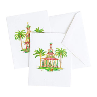 Caspari Christmas Pagodas Assorted Embossed Boxed Note Cards - 10 Note Cards & 10 Envelopes 91614.46A