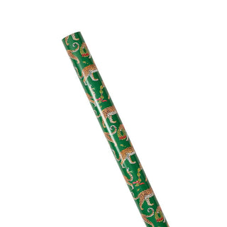 Caspari Christmas Leopards Gift Wrapping Paper in Dark Green - 30" x 8' Roll 97450RC