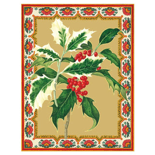 Holly Sprig Christmas Cards in Cello Pack - 5 Cards & 5 Envelopes