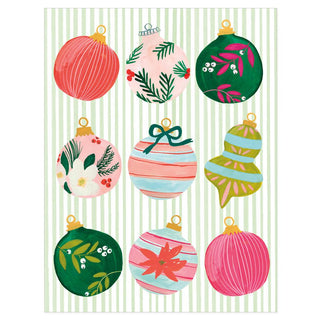 Painted Ornaments Christmas Cards in Cello Pack - 5 Cards & 5 Envelopes