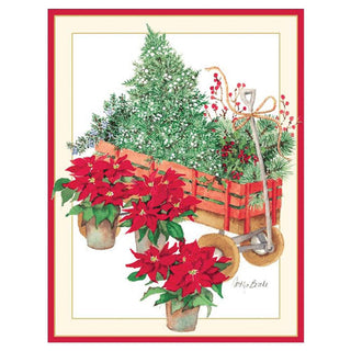 Wagon with Greens Christmas Cards in Cello Pack - 5 Cards & 5 Envelopes