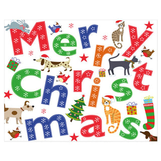 Merry Christmas Animals Mini Christmas Cards in Cello Pack - 5 Cards & 5 Envelopes