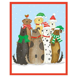 Dogs in Snow Mini Christmas Cards in Cello Pack - 5 Cards & 5 Envelopes