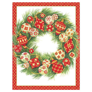 Ornament Wreath Christmas Cards in Cello Pack - 5 Cards & 5 Envelopes