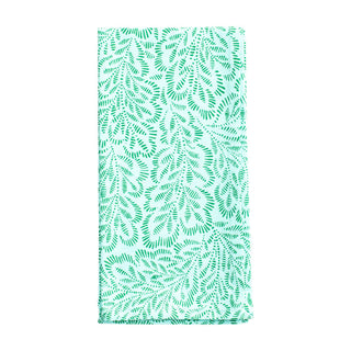 Block Print Leaves Cotton Dinner Napkins in Turquoise & Green