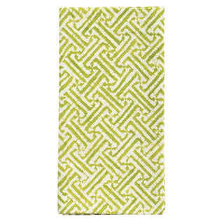 Fretwork Cotton Dinner Napkins in Green & White - Set of 4