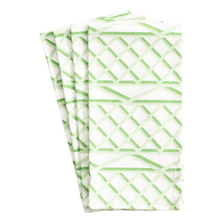 Trellis Cotton Dinner Napkins in Green & White