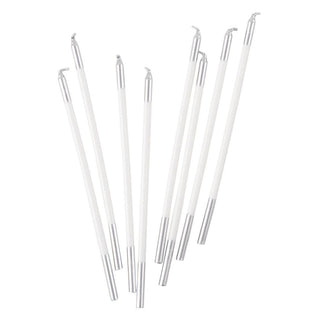 Caspari Slim Birthday Candles in White & Silver - 16 Candles Per Package CA1103