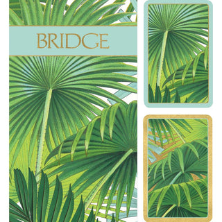 Caspari Palm Fronds Bridge Gift Set - 2 Playing Card Decks & 2 Score Pads GS144